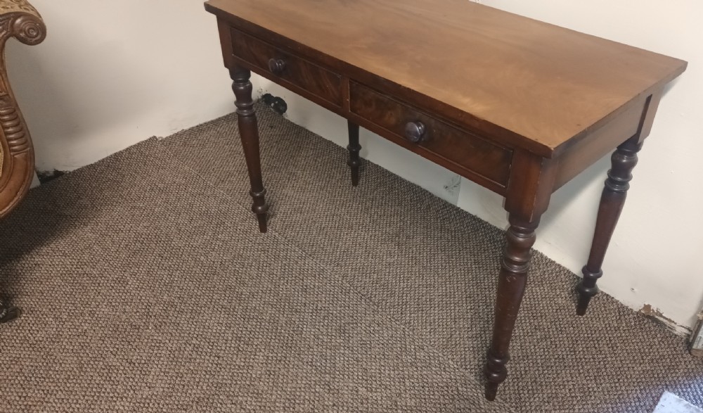 Mid 19th century mahogany 2 drawers side table.  View V