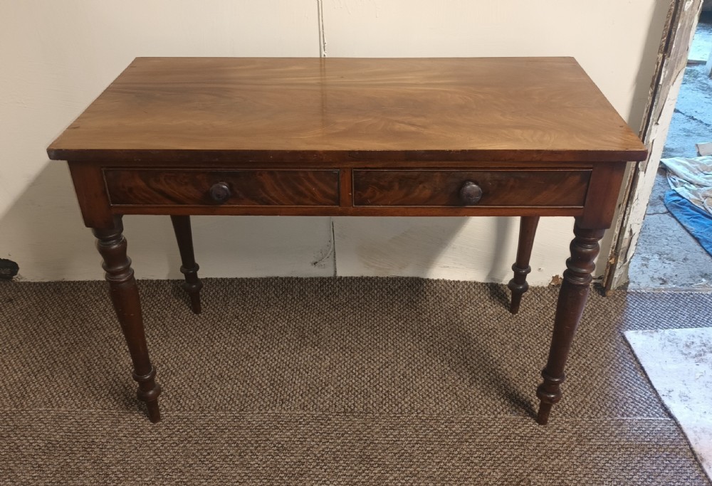 Mid 19th century mahogany 2 drawers side table.  View VI