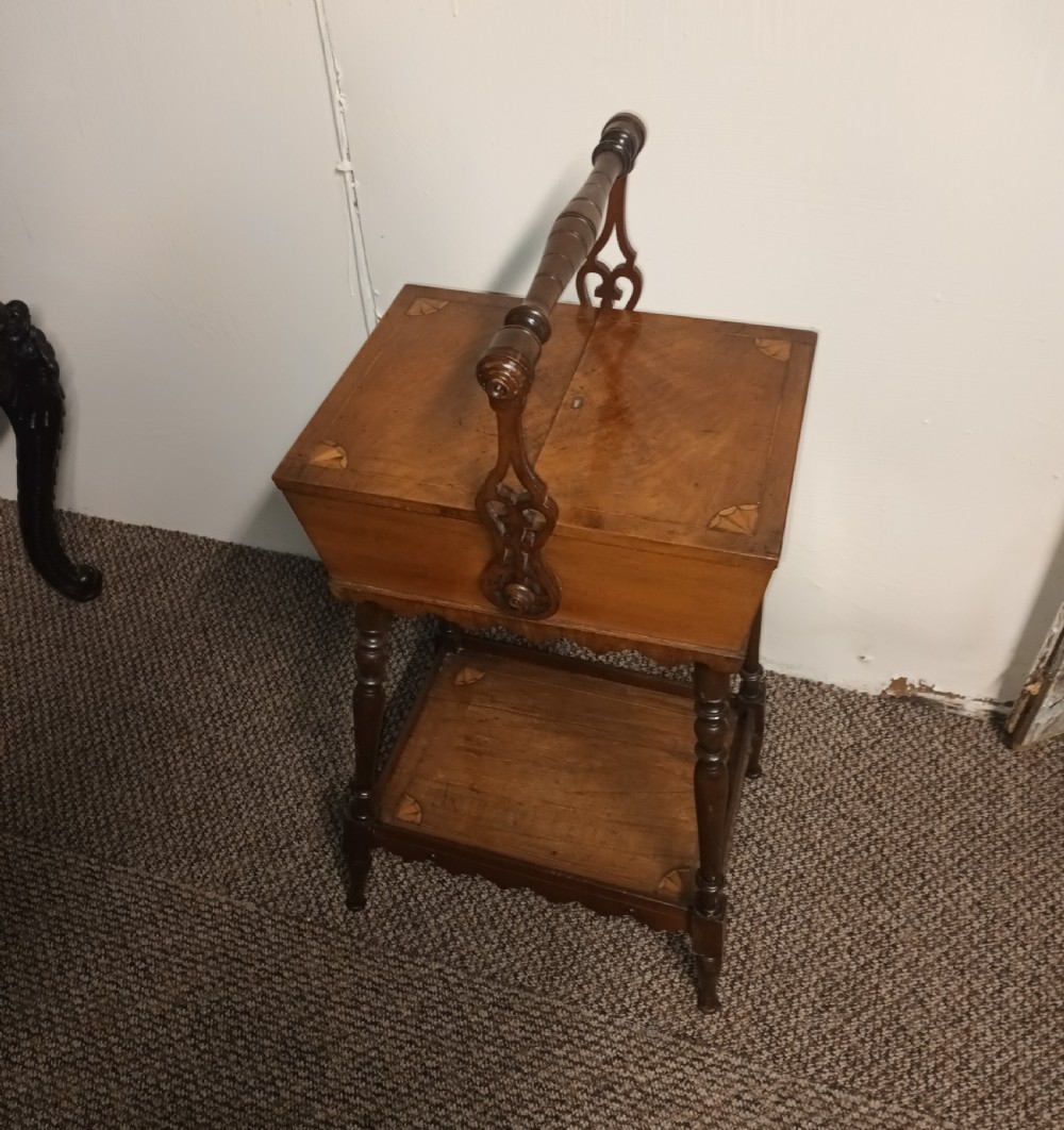 Late Victorian inlaid sewing table. View II