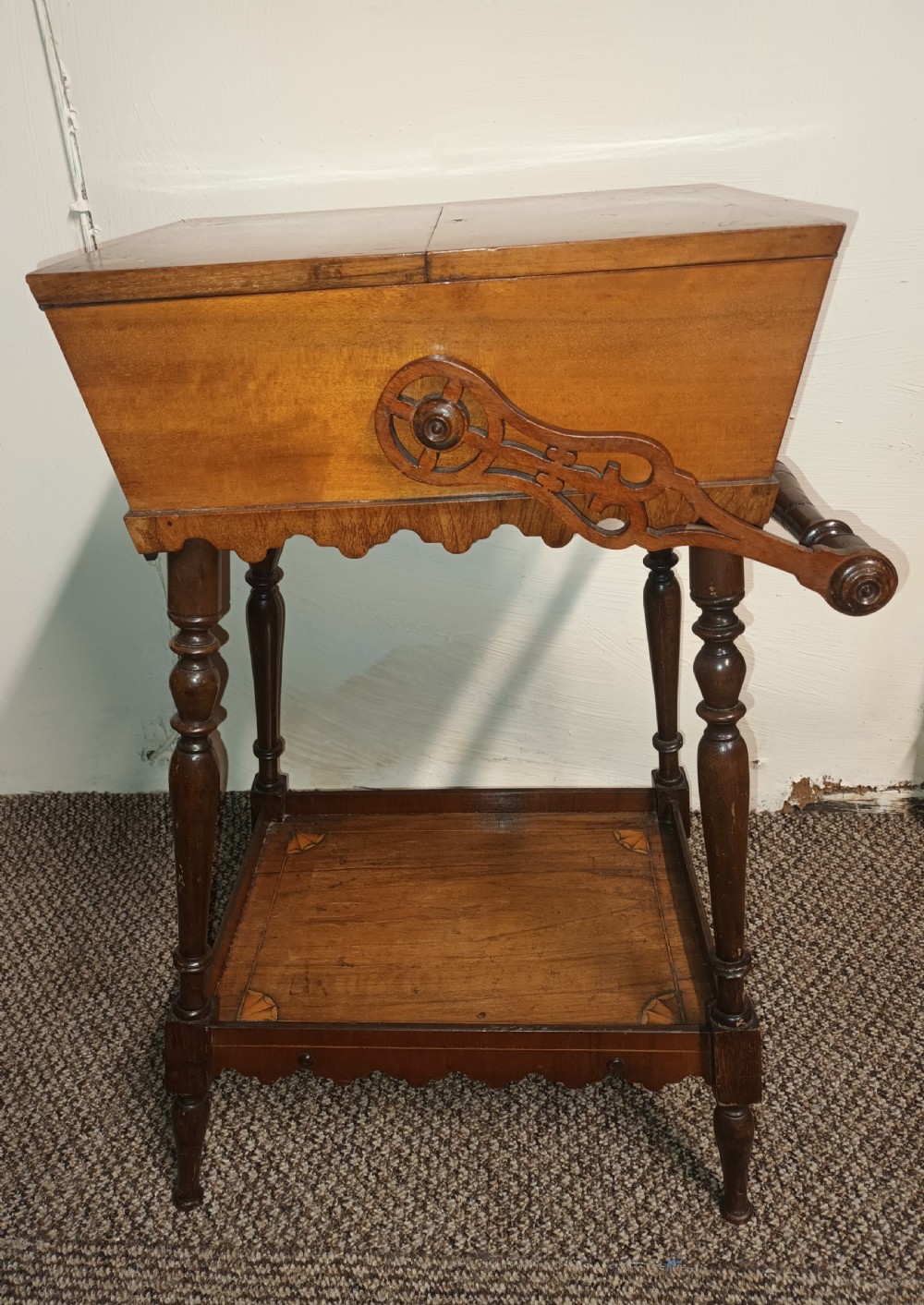 Late Victorian inlaid sewing table. View III