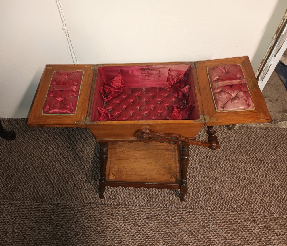 Late Victorian inlaid sewing table. View IV