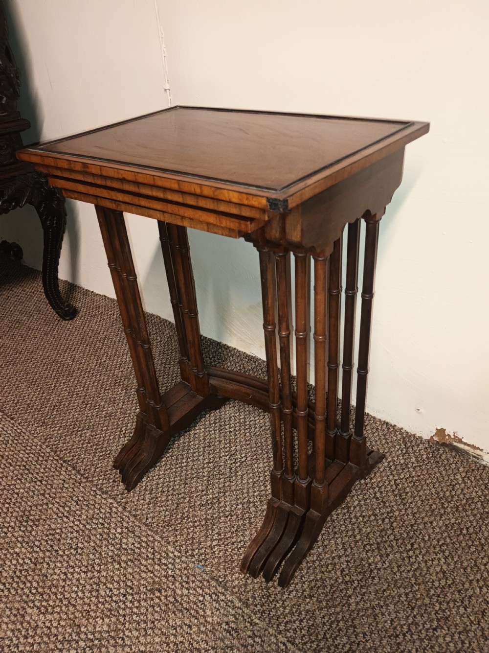 Nest of 4 mahogany occasional table. View IX