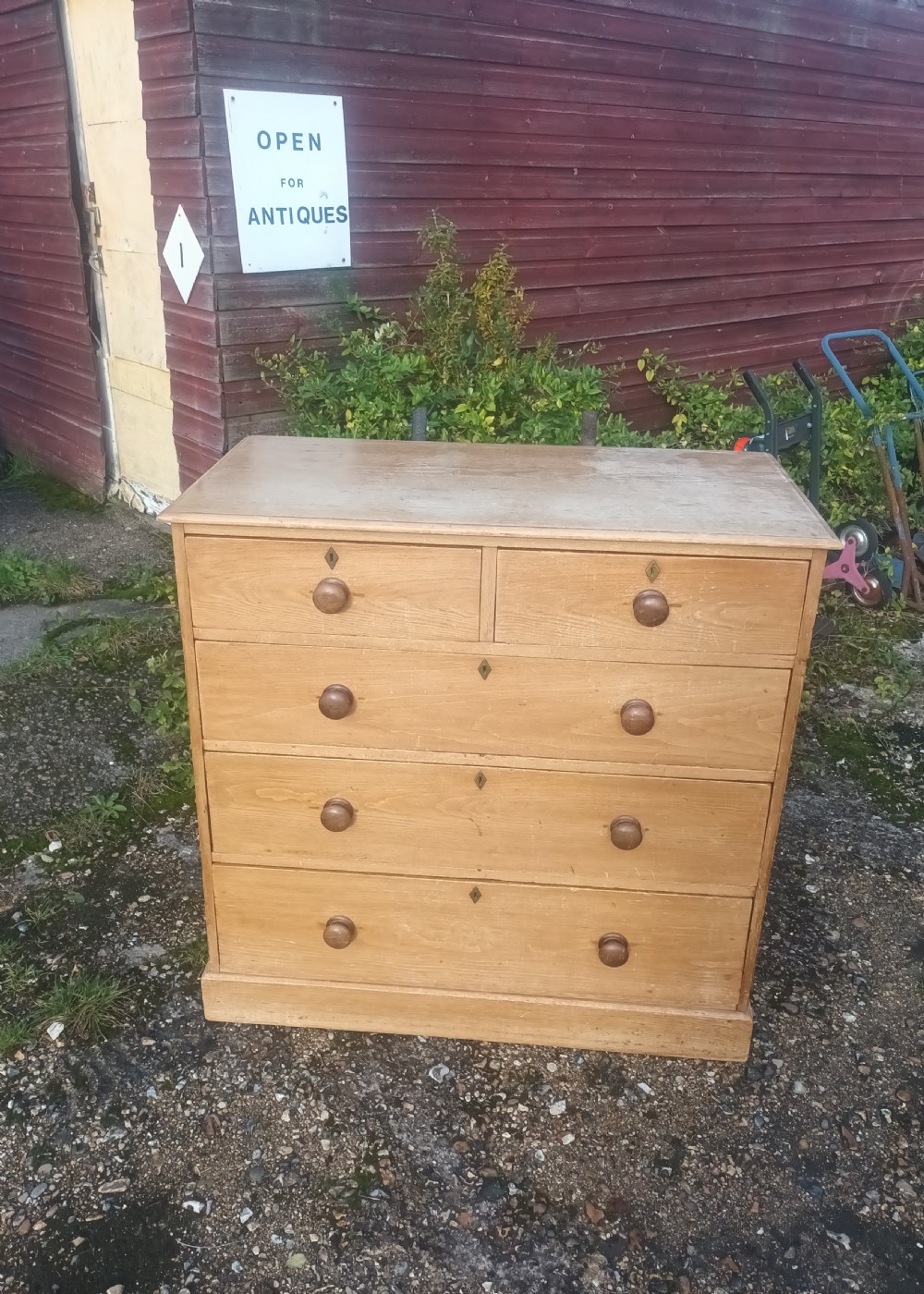 Good mid Victorian pine chest of drawers.  View V