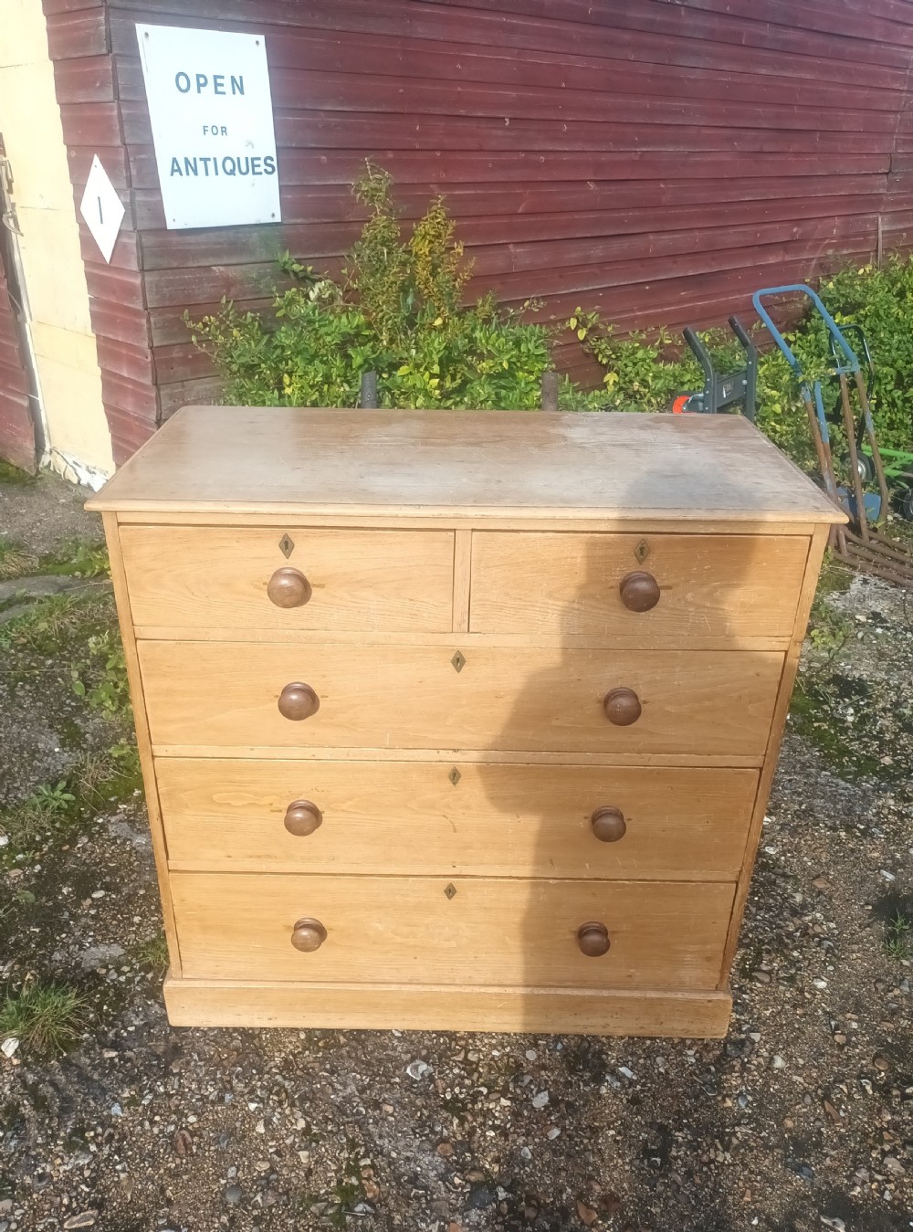 Good mid Victorian pine chest of drawers.  View VI