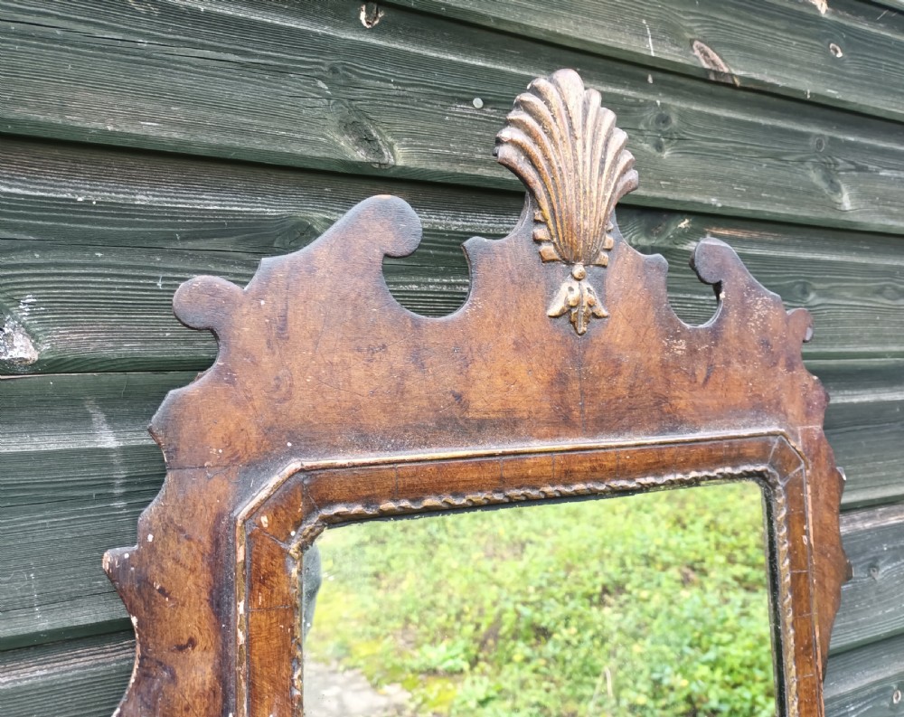 Queen Anne style walnut wall mirror.  View V