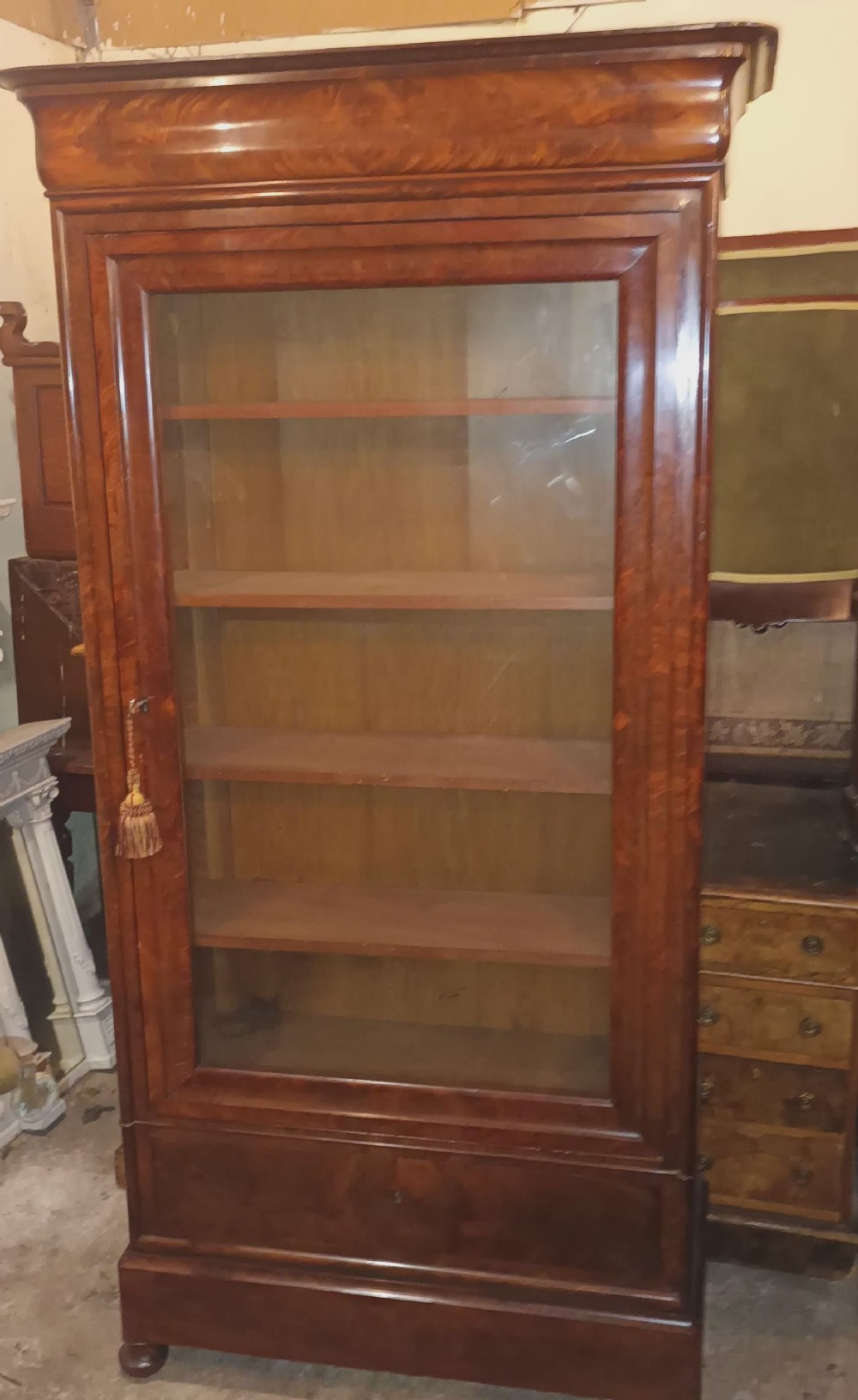 19th century French mahogany bookcase cabinet. 