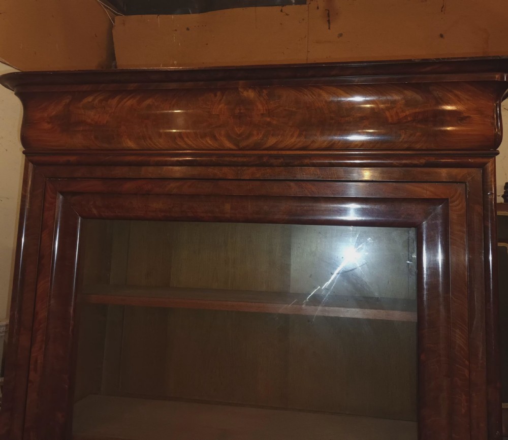 19th century French mahogany bookcase cabinet.  View V