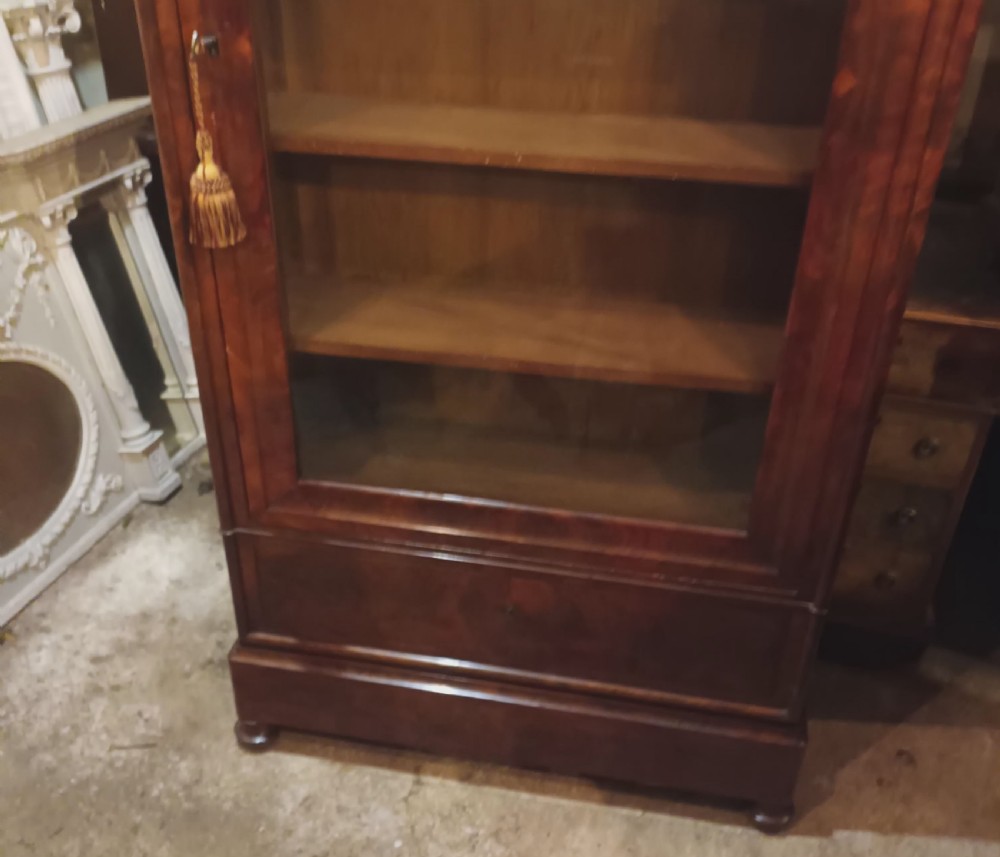 19th century French mahogany bookcase cabinet.  View VII