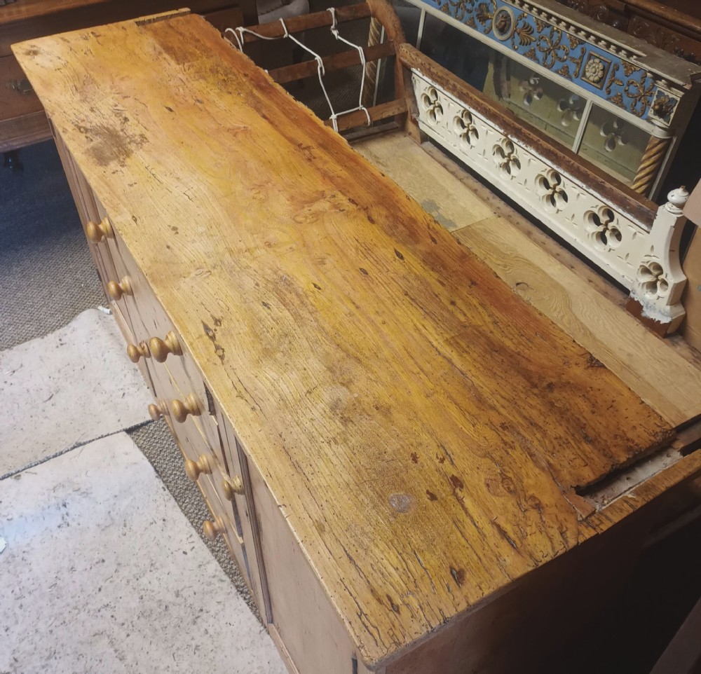 Victorian pine 2 part kitchen dresser with rack. View VI