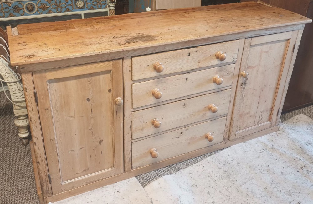 Victorian pine 2 part kitchen dresser with rack. View X