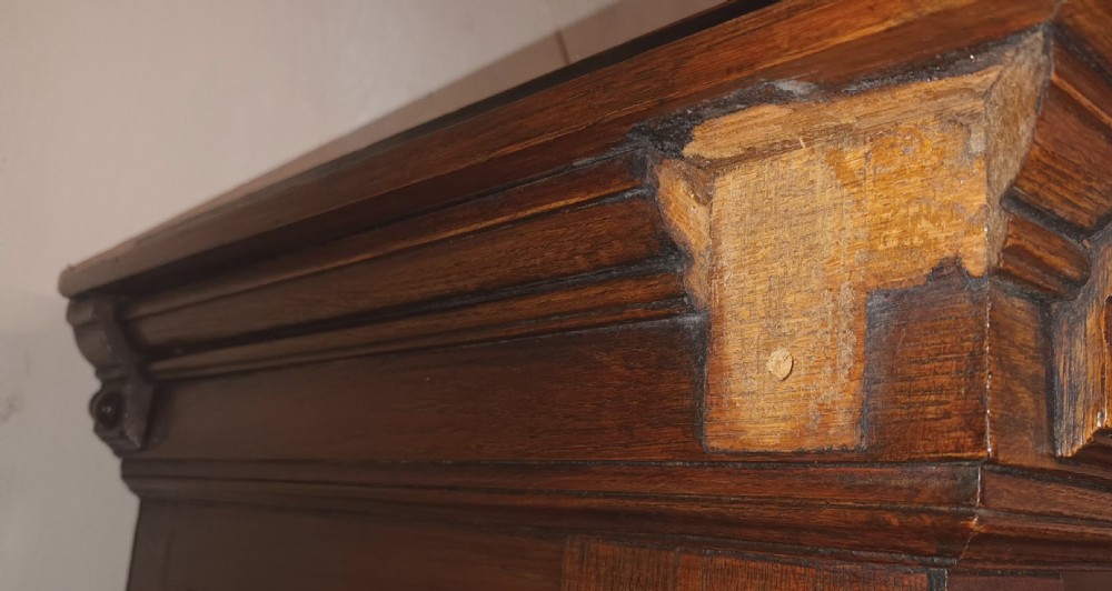 Late 19th century carved oak side cabinet.  View XIII