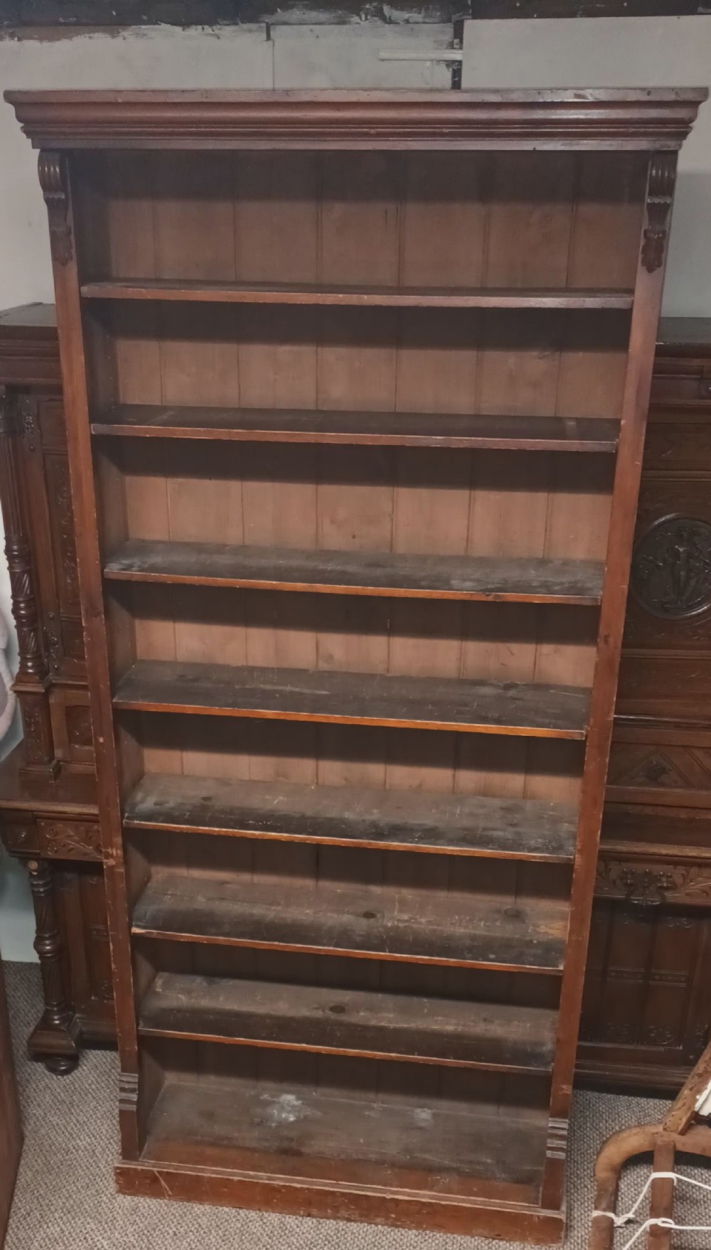 Tall Victorian open front bookcase. 