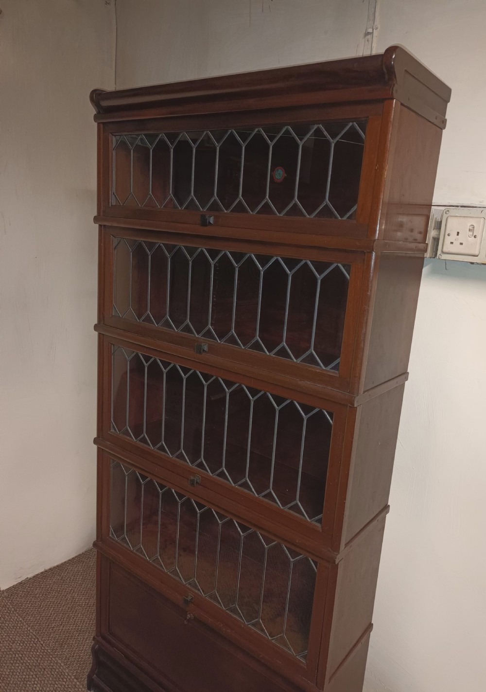 Mahogany 5 tier Globe Wernicke bookcase.  View IV