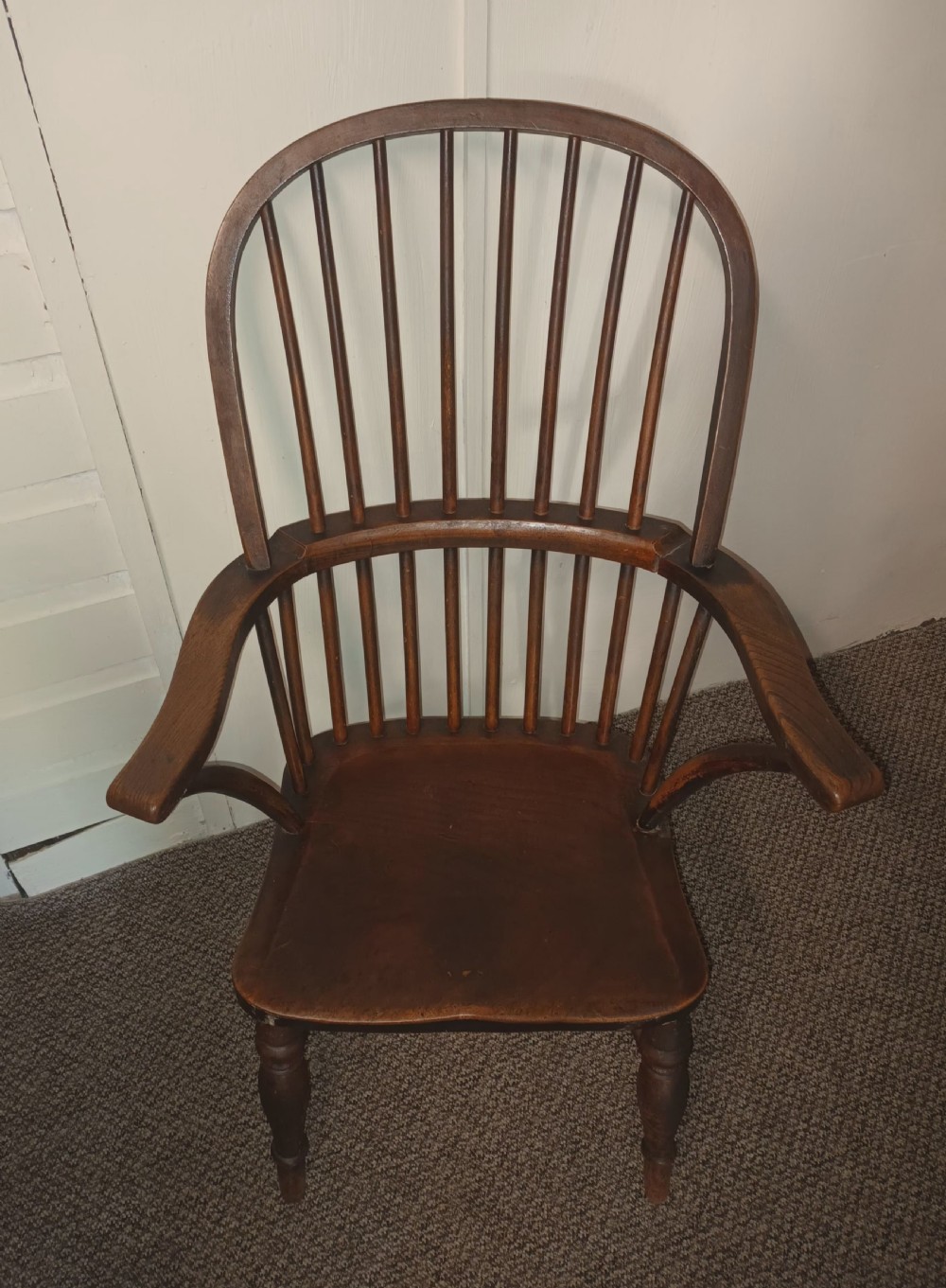 Good original mid 19th century Windsor stick back armchair.  View III