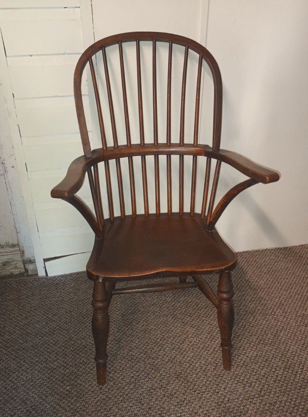 Good original mid 19th century Windsor stick back armchair.  View IV