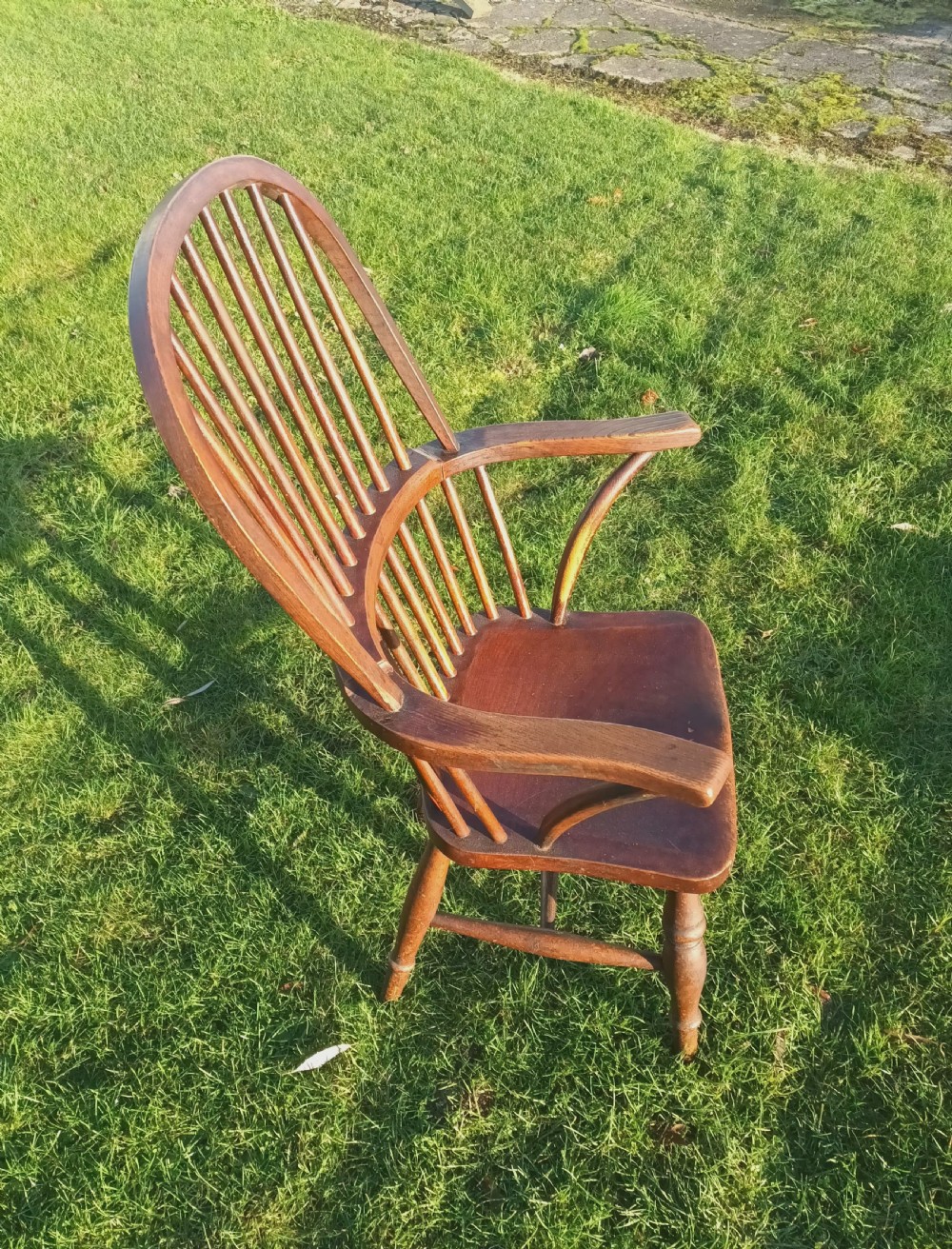 Good original mid 19th century Windsor stick back armchair.  View V