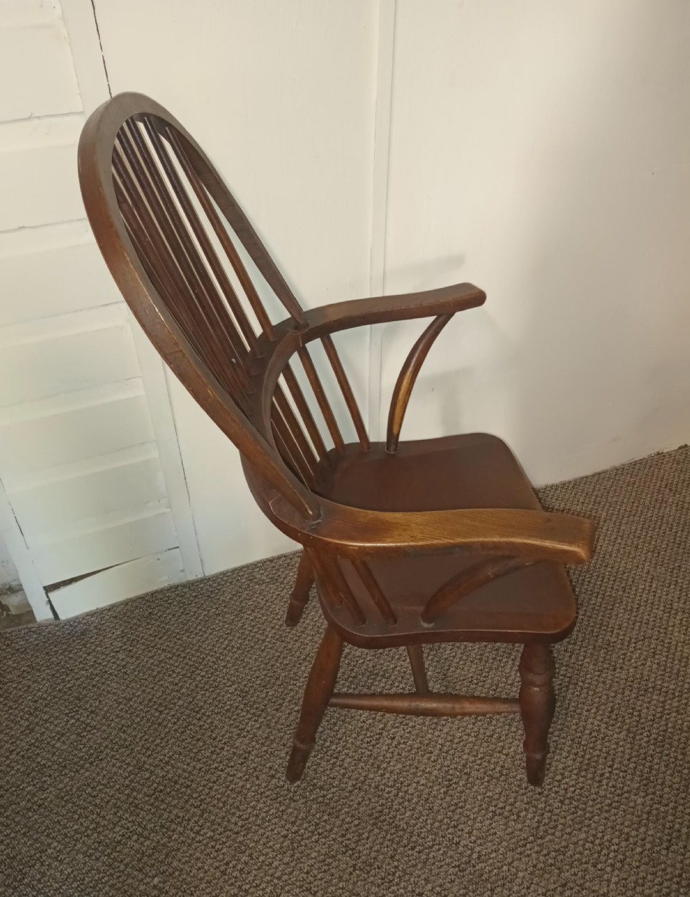 Good original mid 19th century Windsor stick back armchair.  View VI