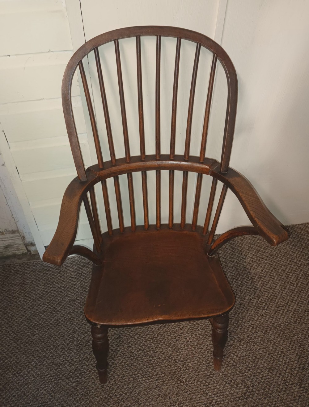 Good original mid 19th century Windsor stick back armchair.  View VII