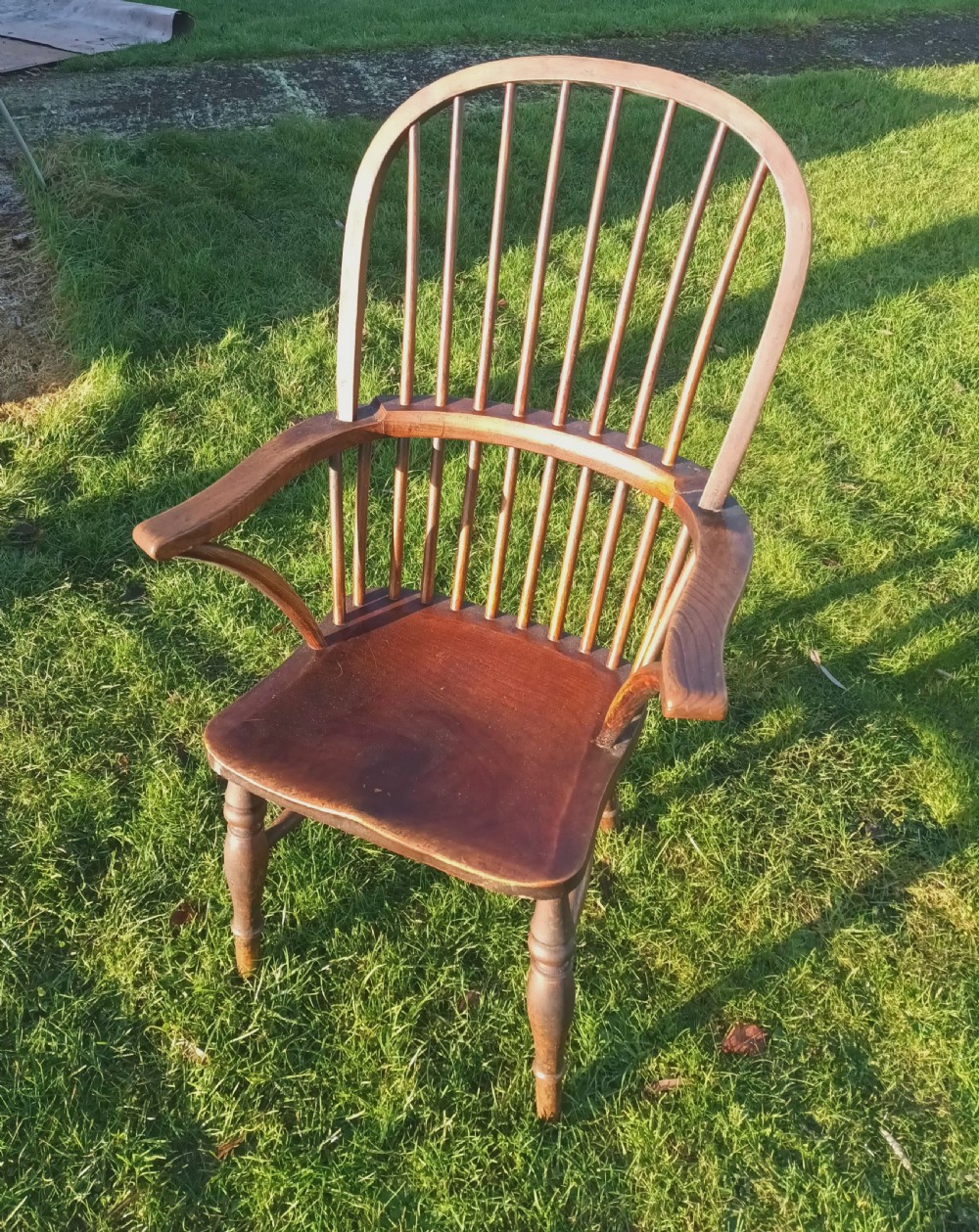 Good original mid 19th century Windsor stick back armchair.  View X