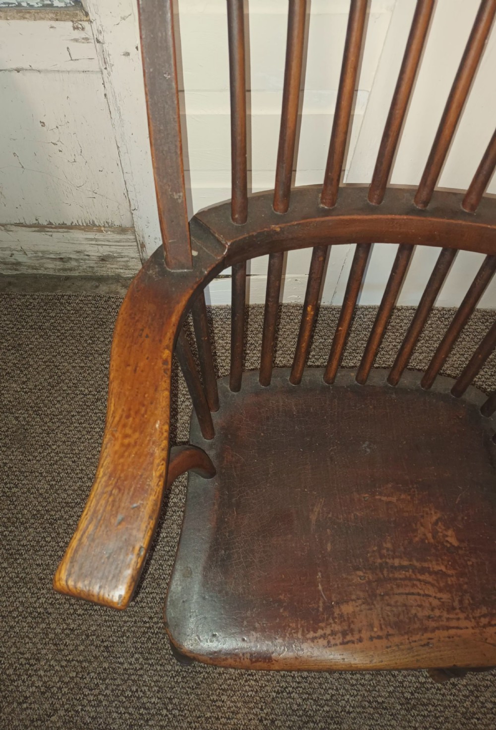 Good original mid 19th century stick Windsor armchair.  View IV