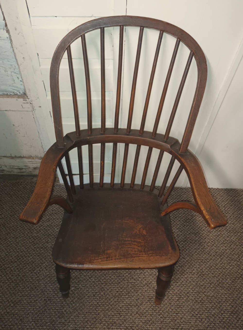 Good original mid 19th century stick Windsor armchair.  View V