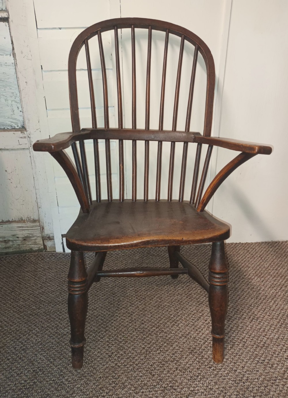 Good original mid 19th century stick Windsor armchair.  View VI