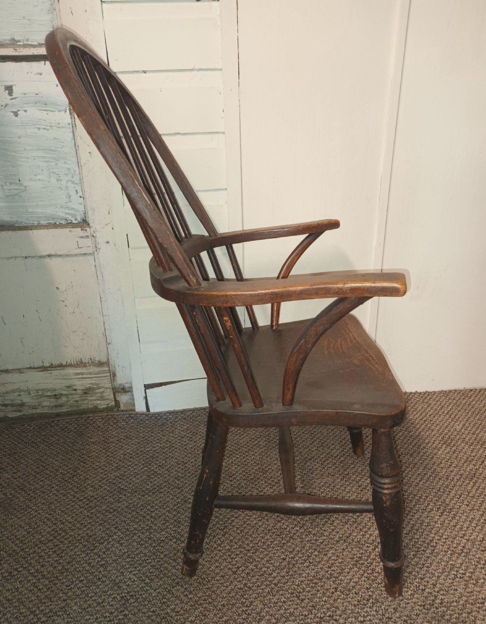 Good original mid 19th century stick Windsor armchair.  View VII