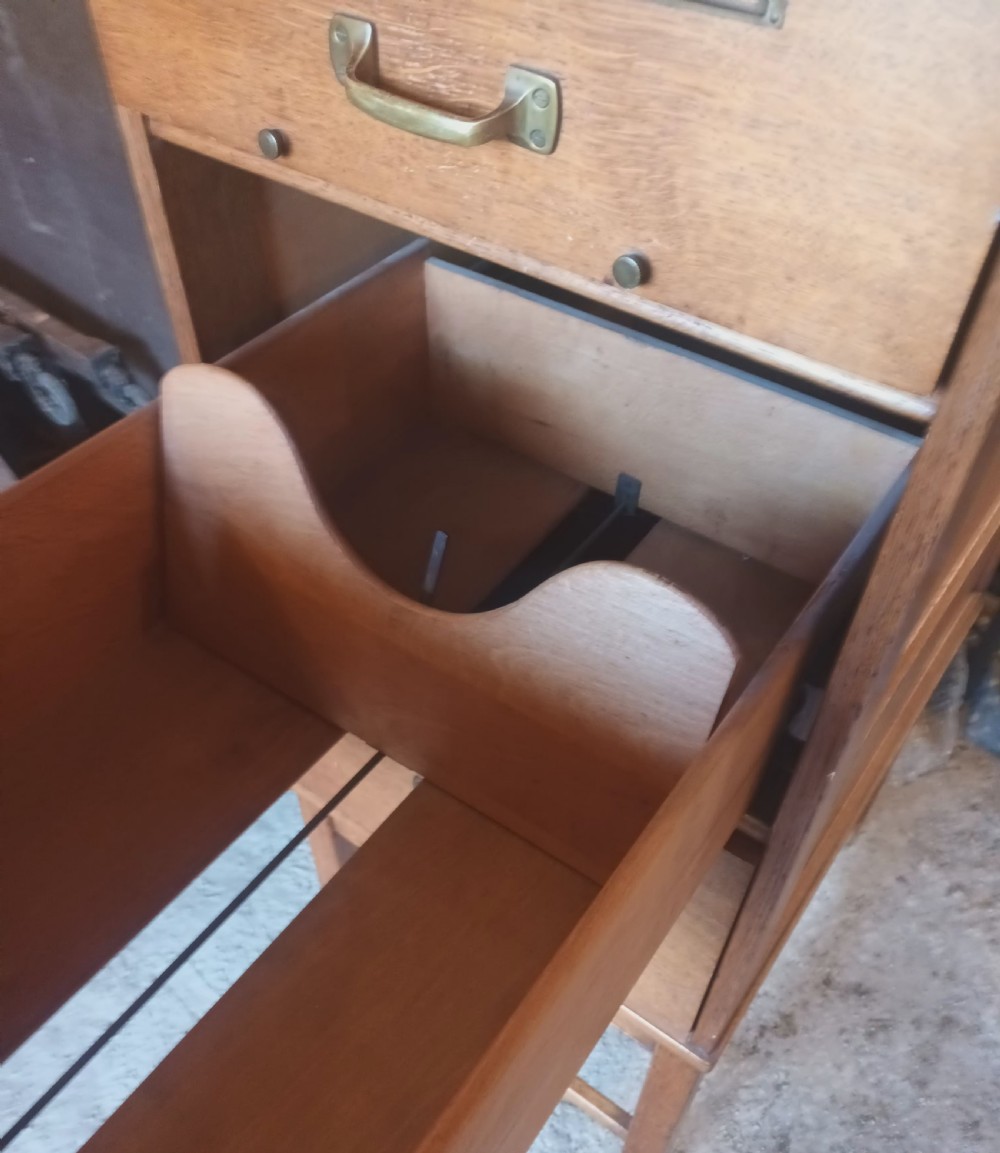 Oak panelled 3 drawer filing office cabinet.  View II