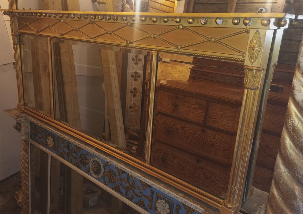 19th century triple plate overmantel mirror.  View VIII