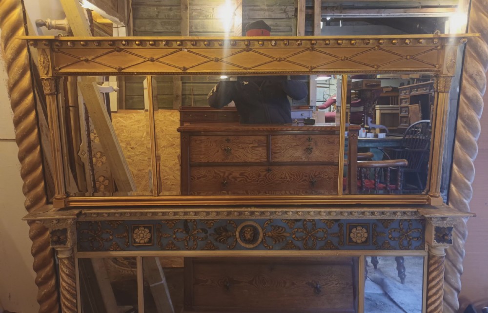 19th century triple plate overmantel mirror.  View IX