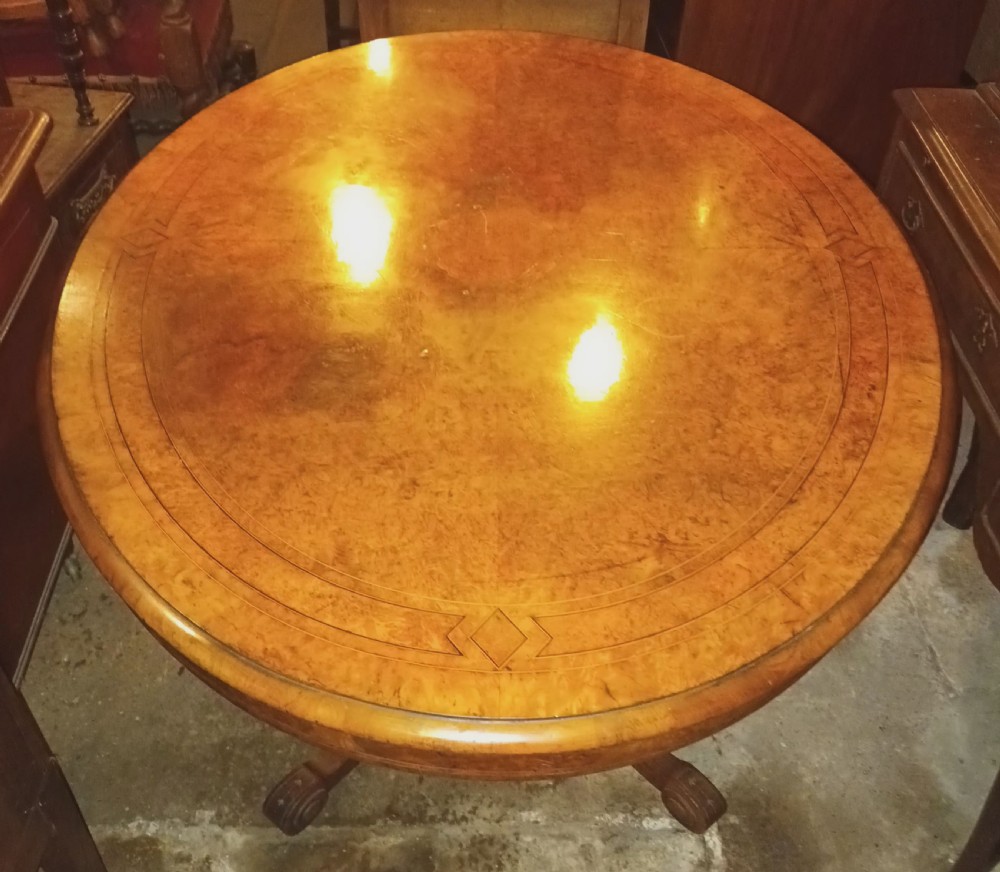 Victorian inlaid oval walnut centre table  View IV
