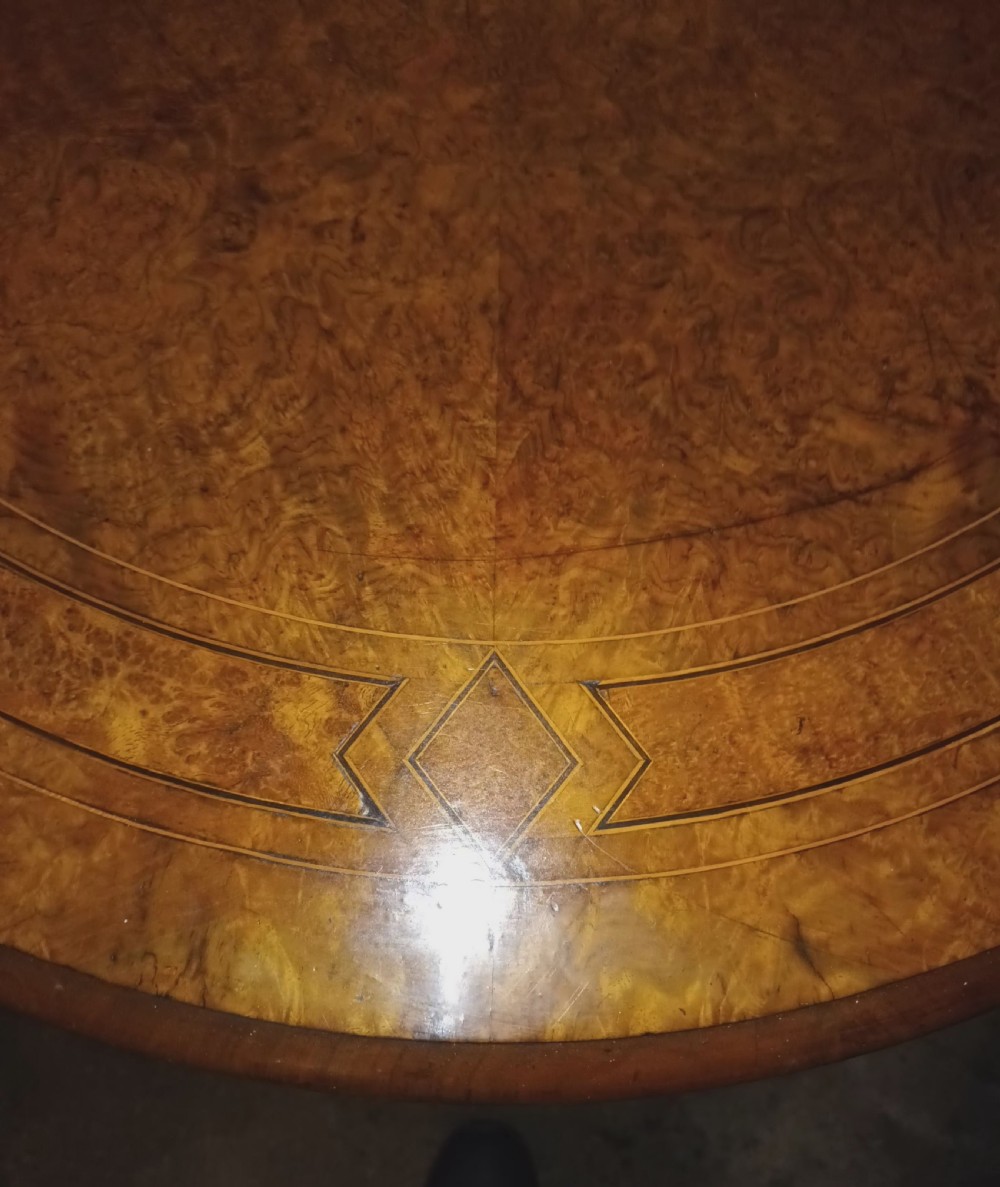 Victorian inlaid oval walnut centre table  View V