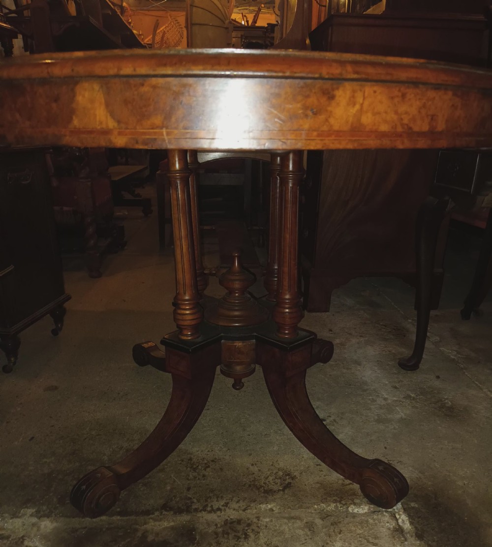 Victorian inlaid oval walnut centre table  View IX
