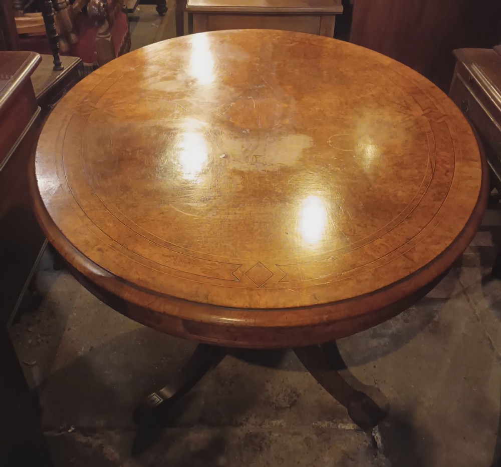 Victorian inlaid oval walnut centre table  View XI
