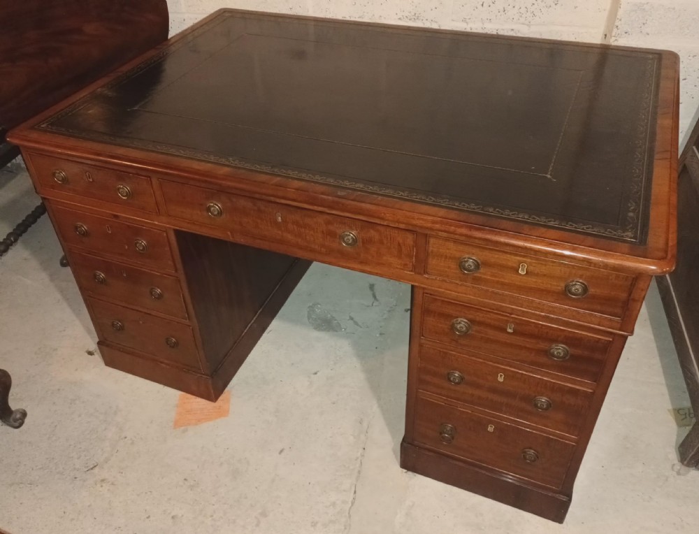 Good Regency mahogany pedestal partners desk. 