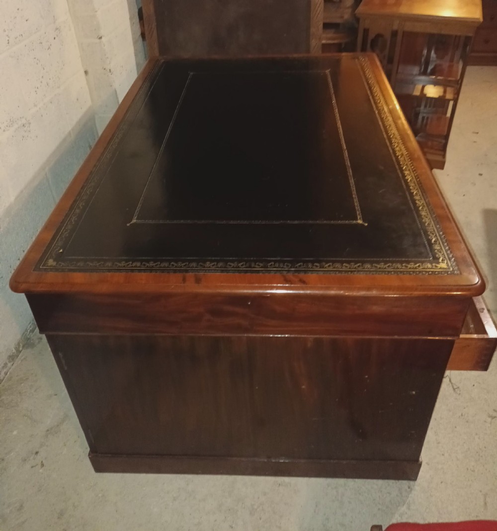 Good Regency mahogany pedestal partners desk.  View II