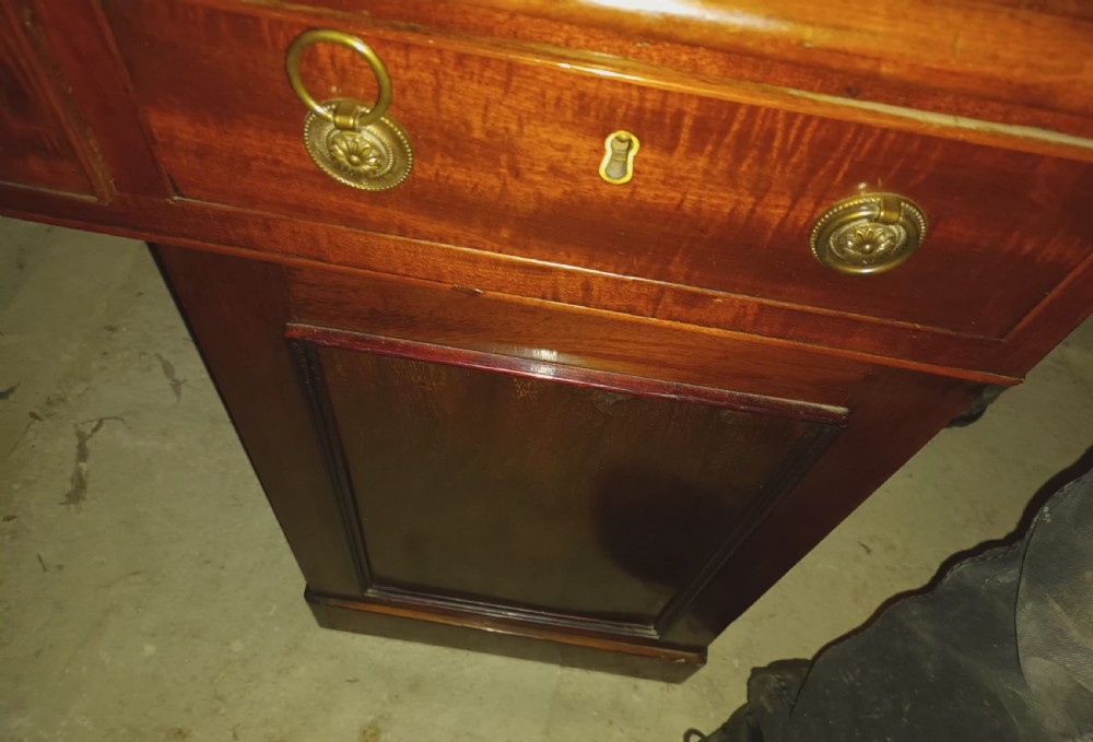 Good Regency mahogany pedestal partners desk.  View X