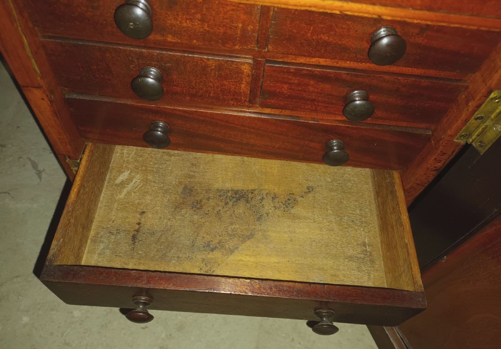 Good Regency mahogany pedestal partners desk.  View XIII