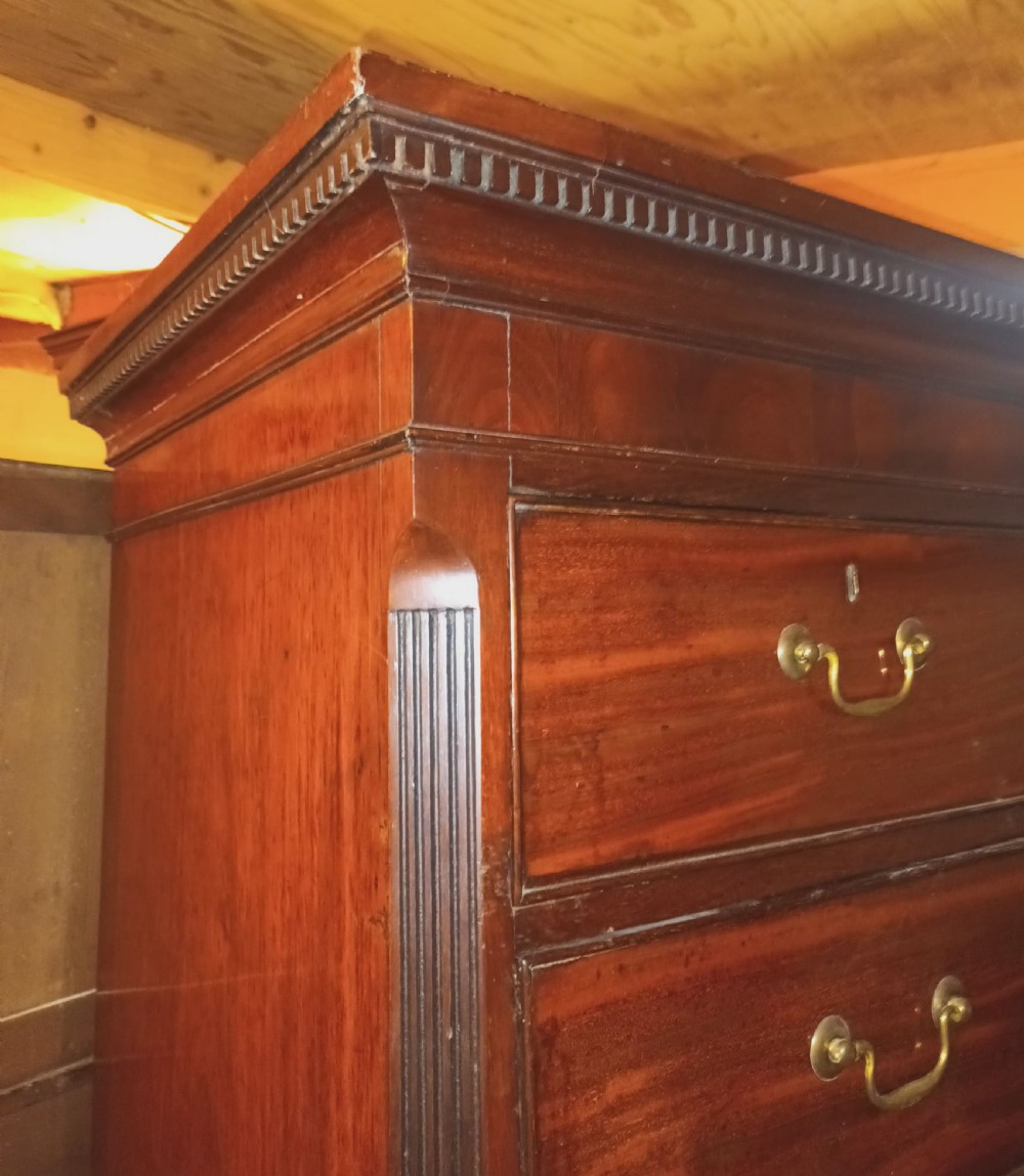 Late Georgian tallboy chest on chest with brushing slide. View VII