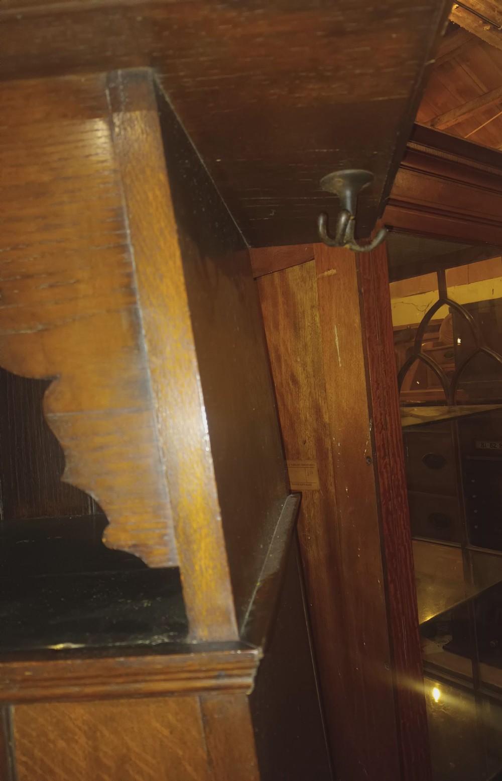 Useful oak arts and crafts hall wardrobe of compact size. View VI