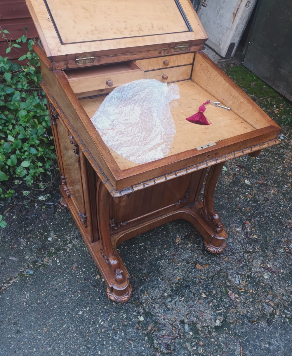 Mid Victorian walnut Davenport  View IX