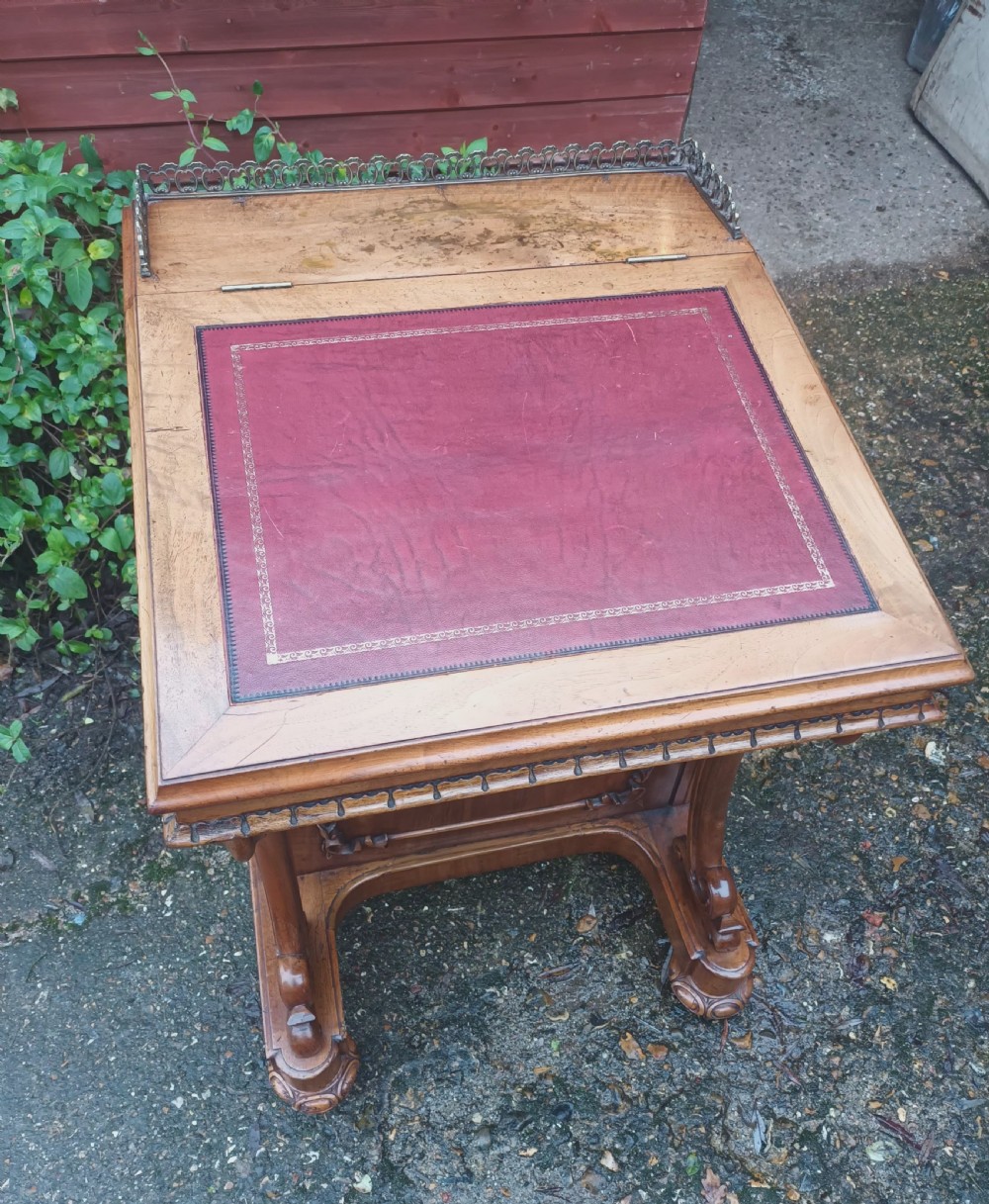 Mid Victorian walnut Davenport  View XI