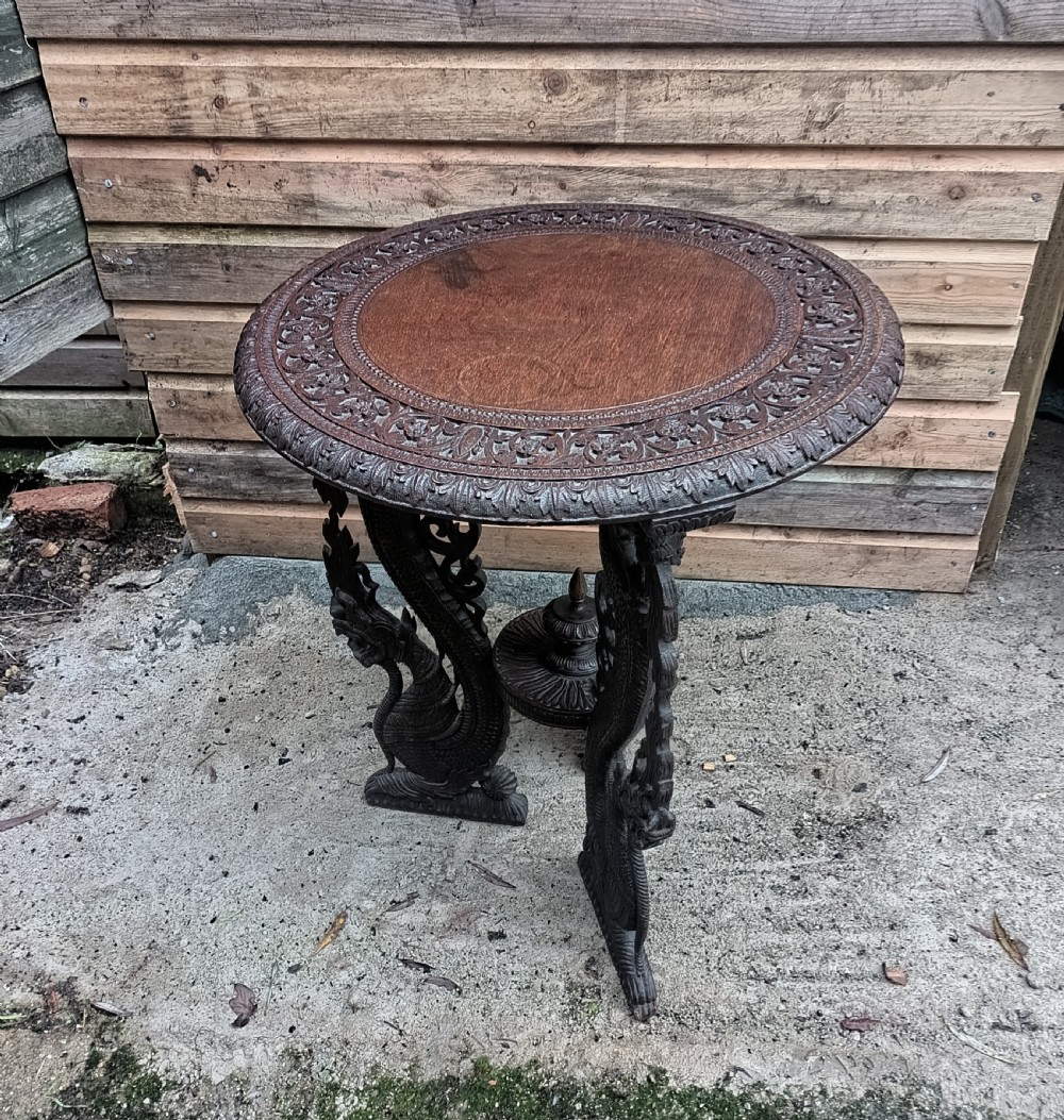 Carved Burmese occasional table. View III