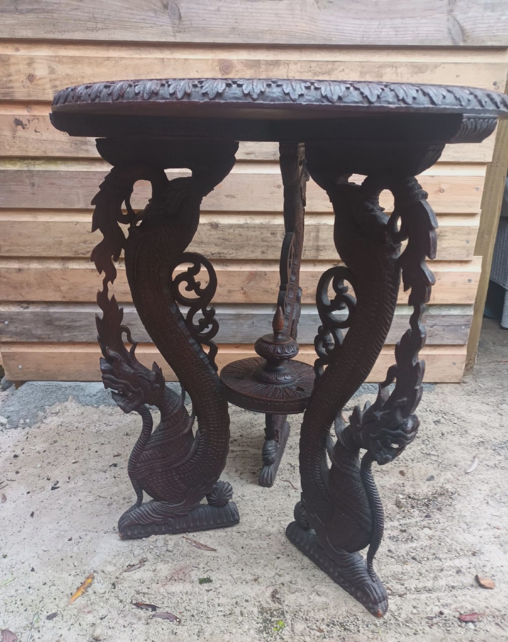 Carved Burmese occasional table. View V