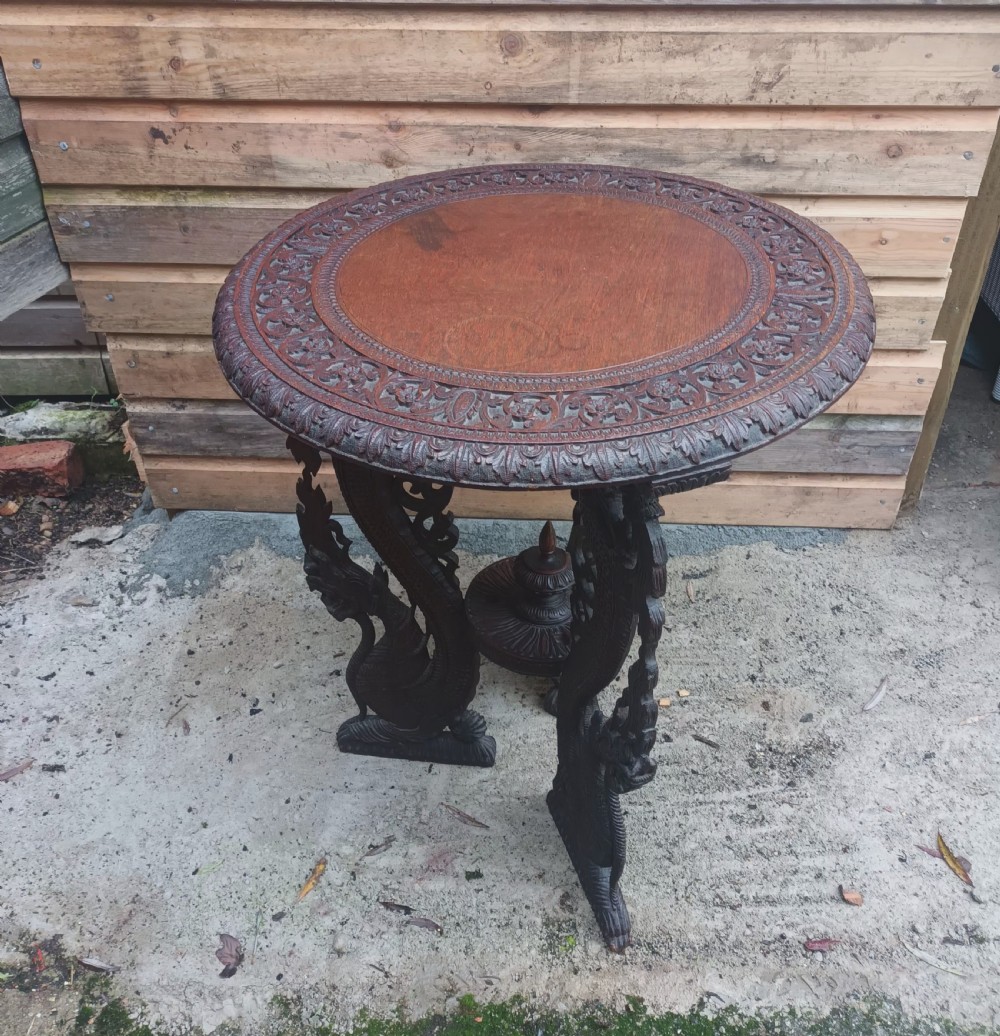 Carved Burmese occasional table. View VI