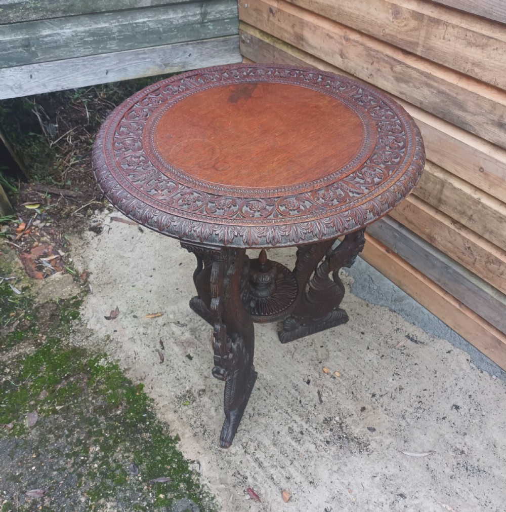 Carved Burmese occasional table. View VII