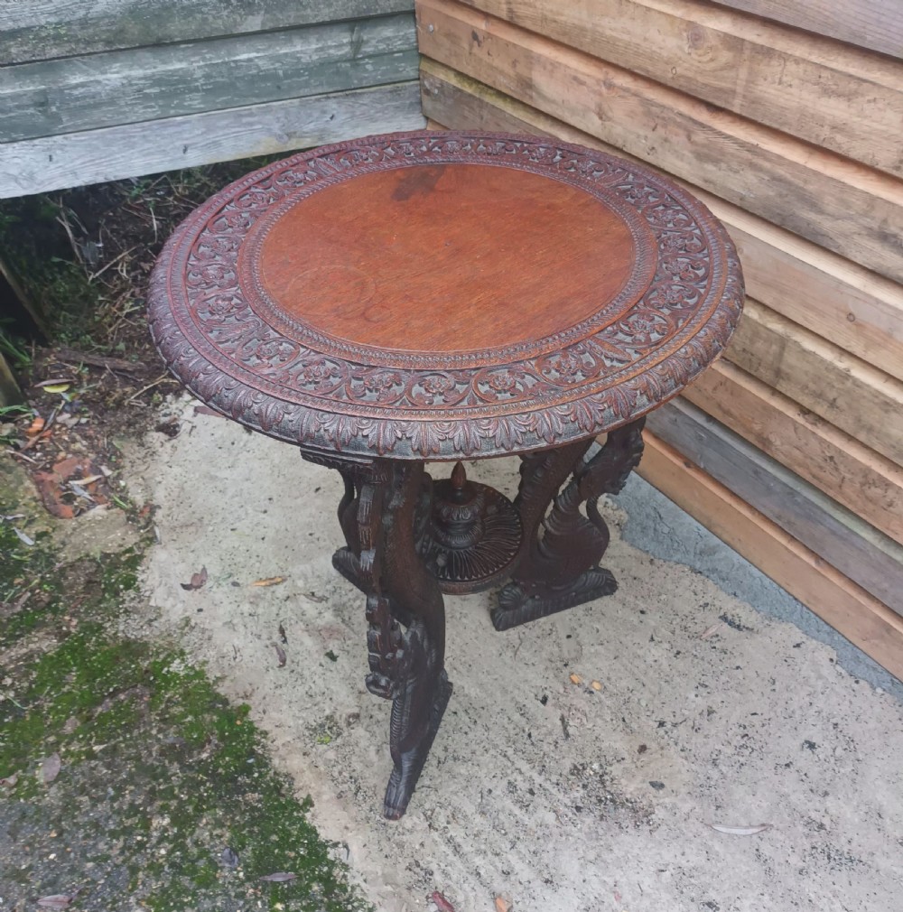 Carved Burmese occasional table. View IX