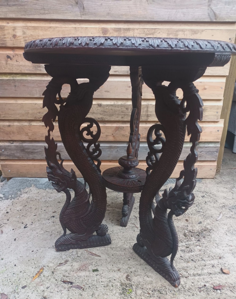 Carved Burmese occasional table. View II