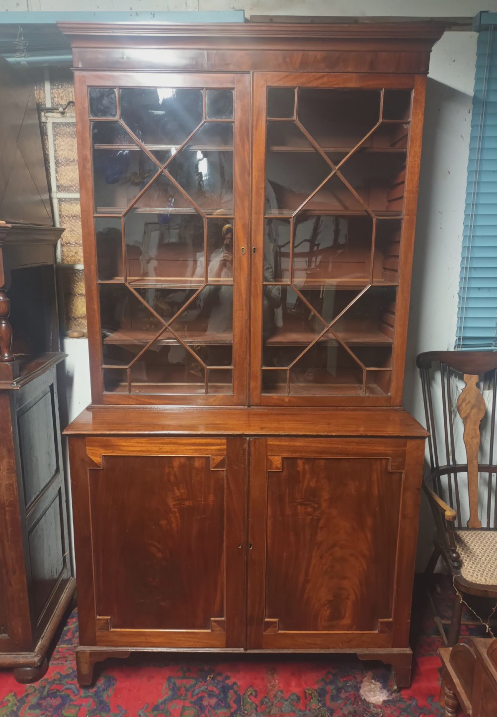 Regency mahogany bookcase cabinet  View V