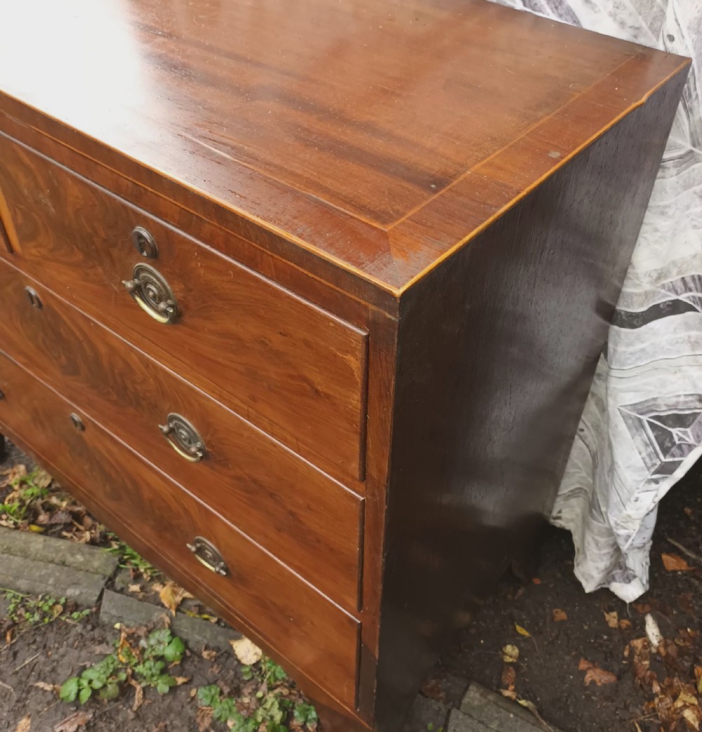 Small 19th century inlaid mahogany chest of drawers.  View II